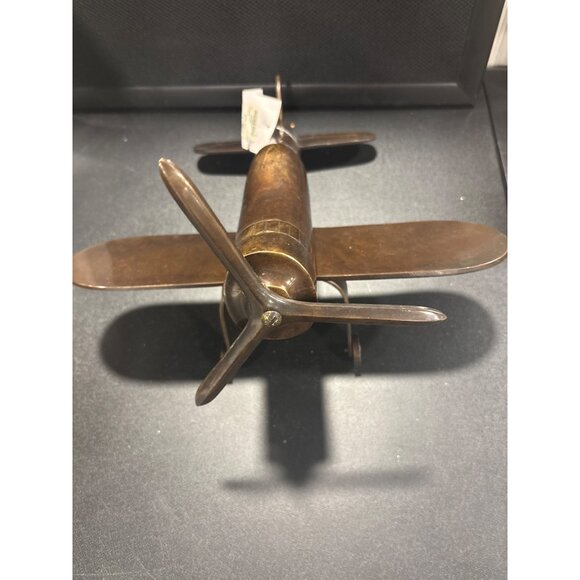 Vintage Metal Bronze Likke Airplane Sculpture Model WW|| Heavy Made in India - Picture 11 of 13